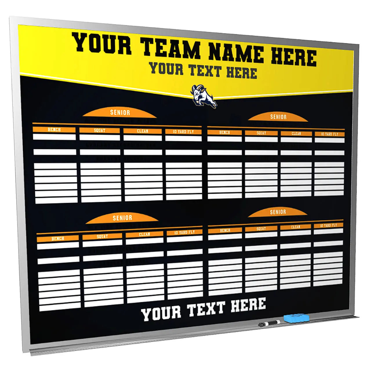 Football Wall Mounted Locker Room Magnetic Whiteboard HoopsKing