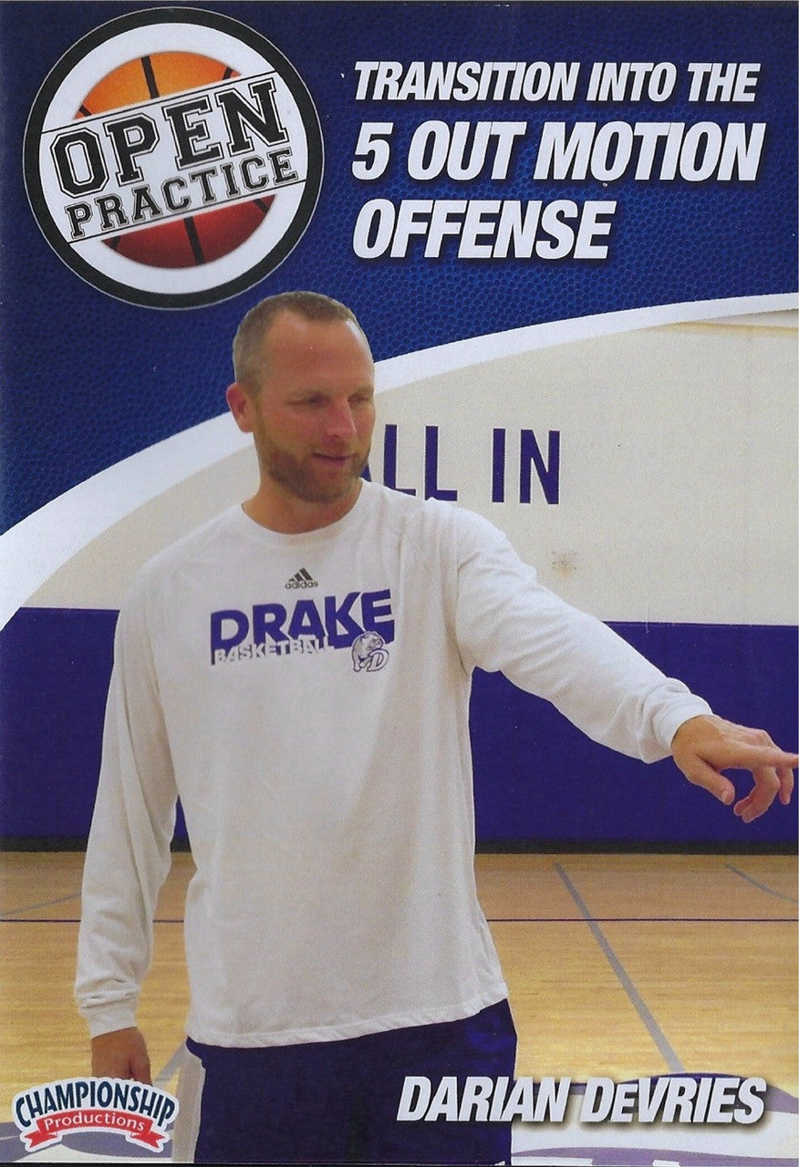 Transition Offense Into the 5 Out Motion Offense by Darren Devries Instructional Basketball Coaching Video