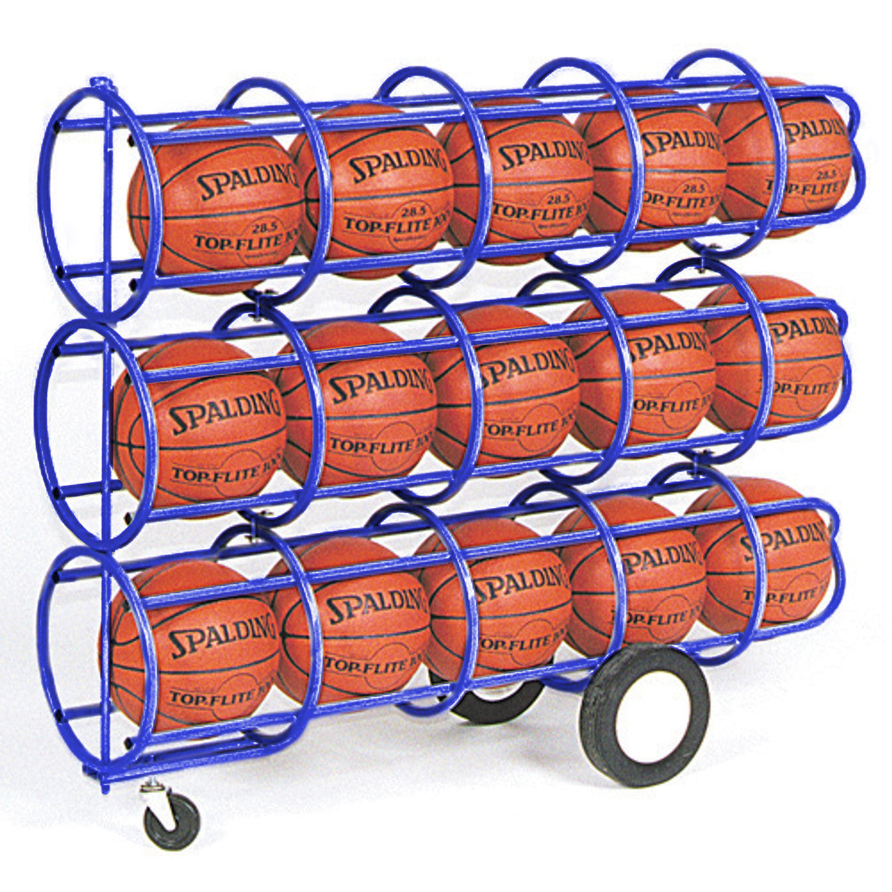 Custom blue basketball rack with lock