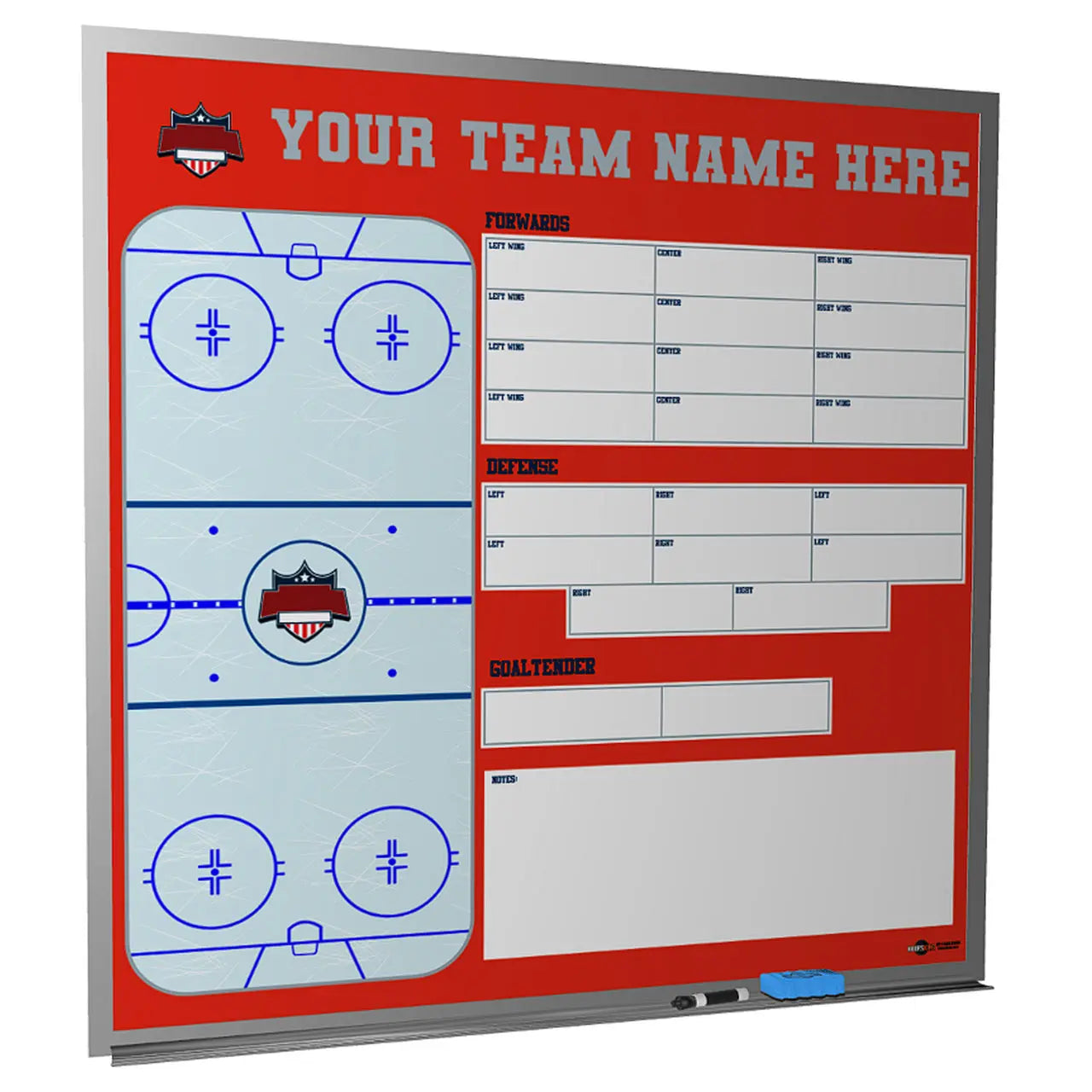 Ice Hockey Wall Mounted Locker Room Magnetic Whiteboard HoopsKing