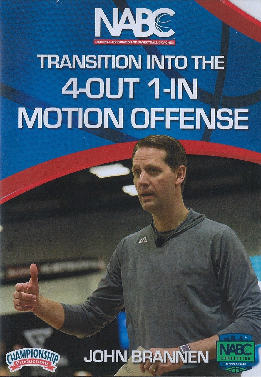 Transition Into the 4 Out 1 In Motion Offense by John Brannen Instructional Basketball Coaching Video