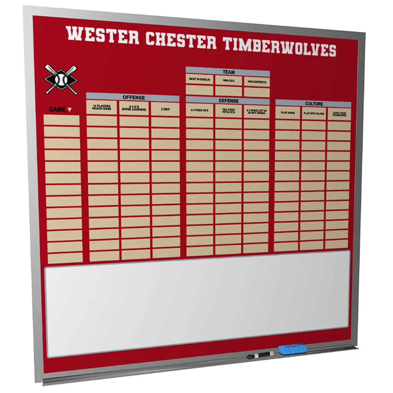 custom baseball softball whiteboard dry erase magnetic