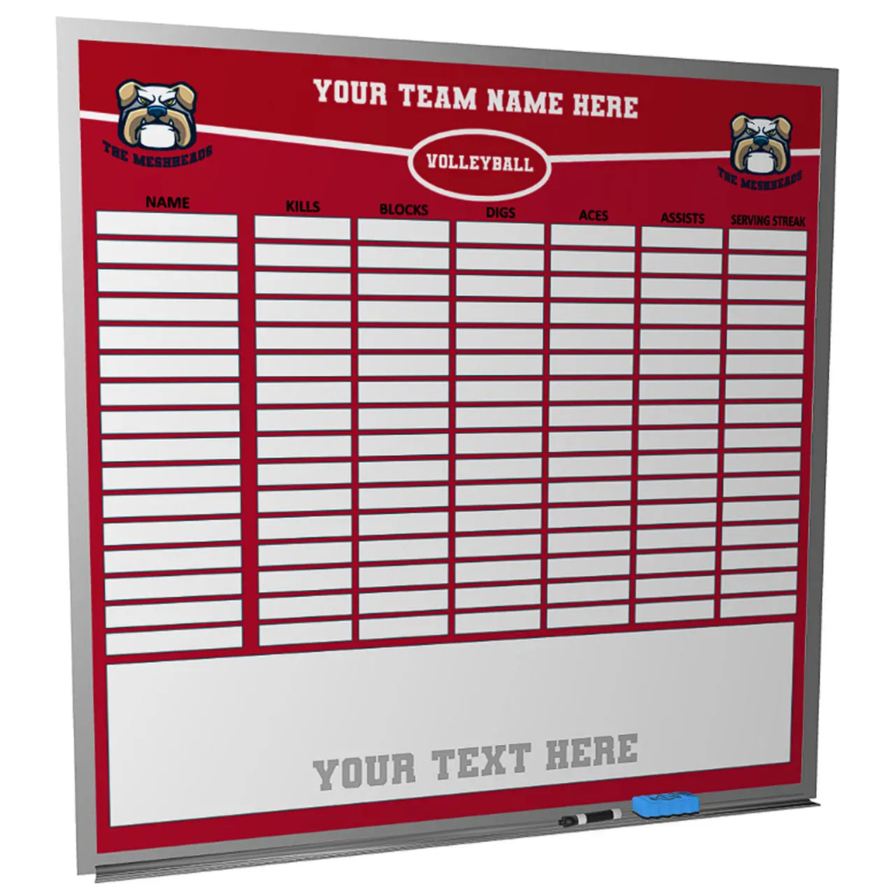 custom volleyball whiteboard magnetic dry erase locker room