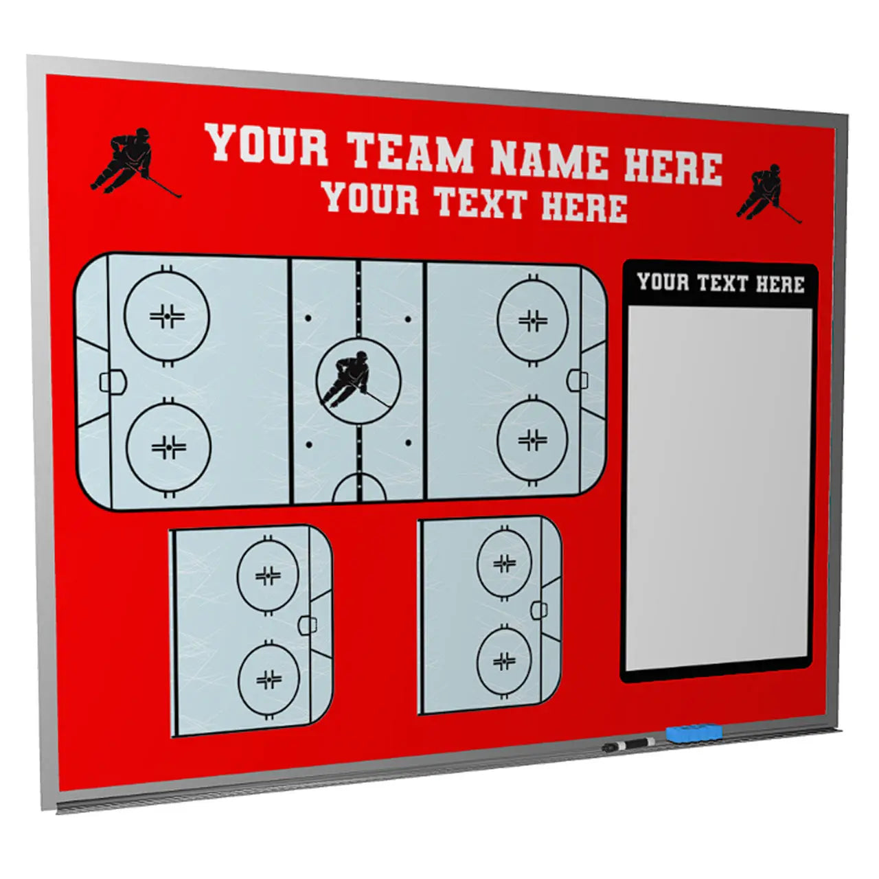 Custom magnetic ice hockey dry erase whiteboard locker room