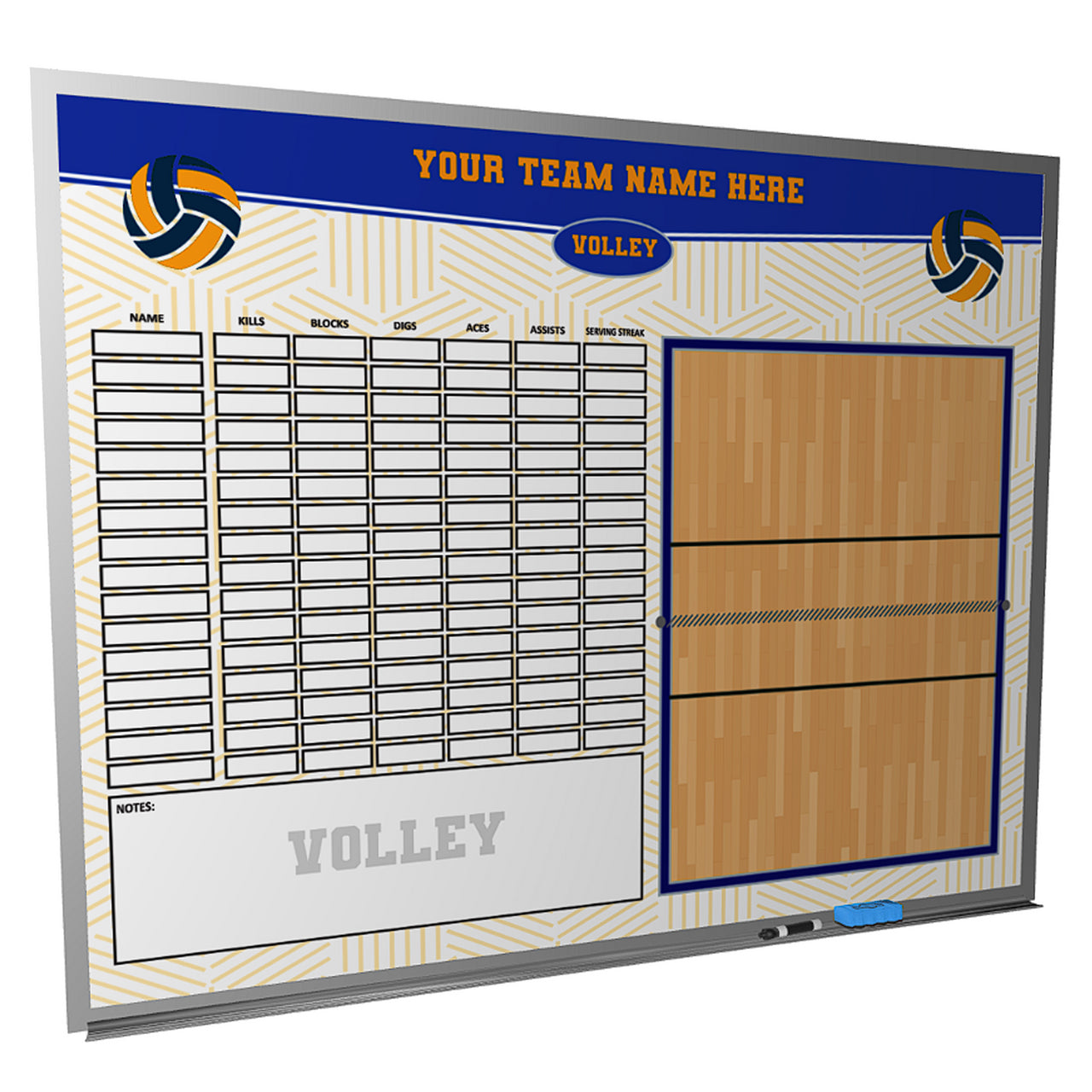 custom volleyball whiteboard magnetic dry erase 