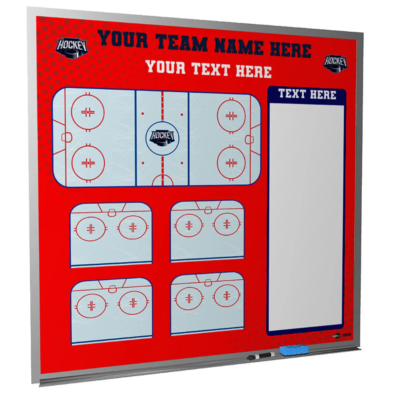Custom magnetic ice hockey dry erase whiteboard locker room