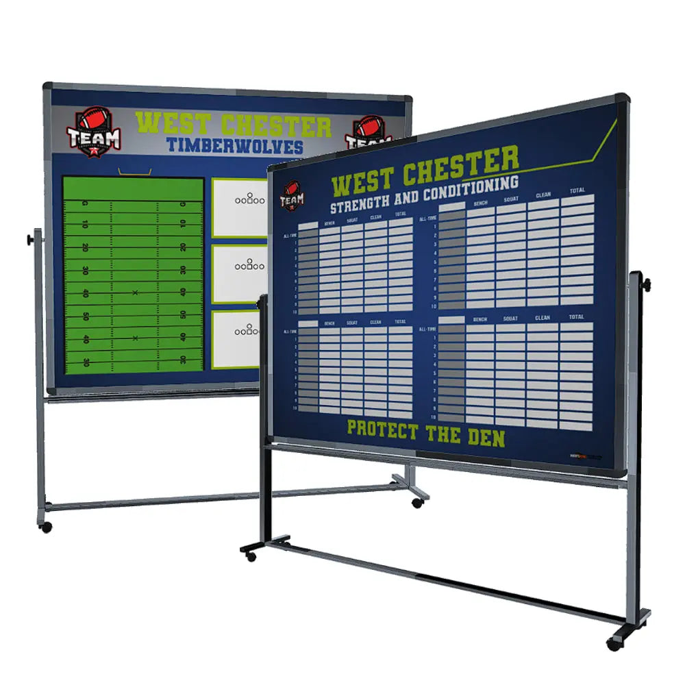 Custom Football Rolling Magnetic Whiteboard w- Stand HoopsKing