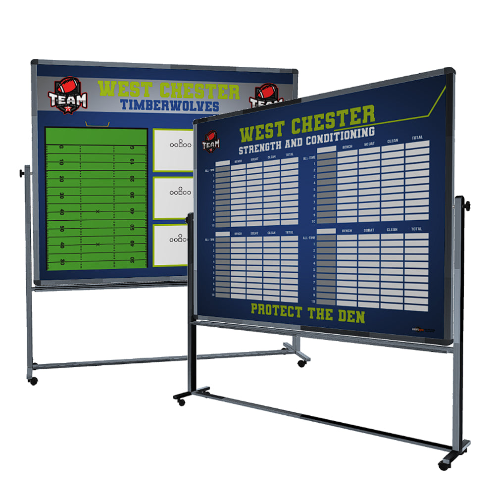 Custom Football Rolling Magnetic Whiteboard w- Stand