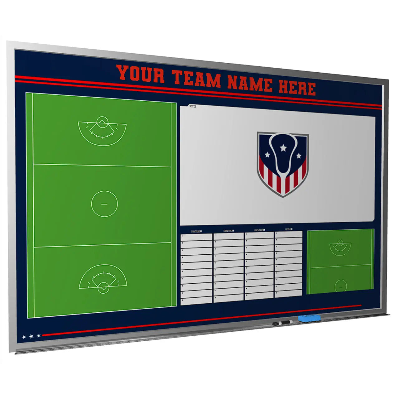 Custom lacrosse magnetic whiteboard locker room dry erase wall mounted