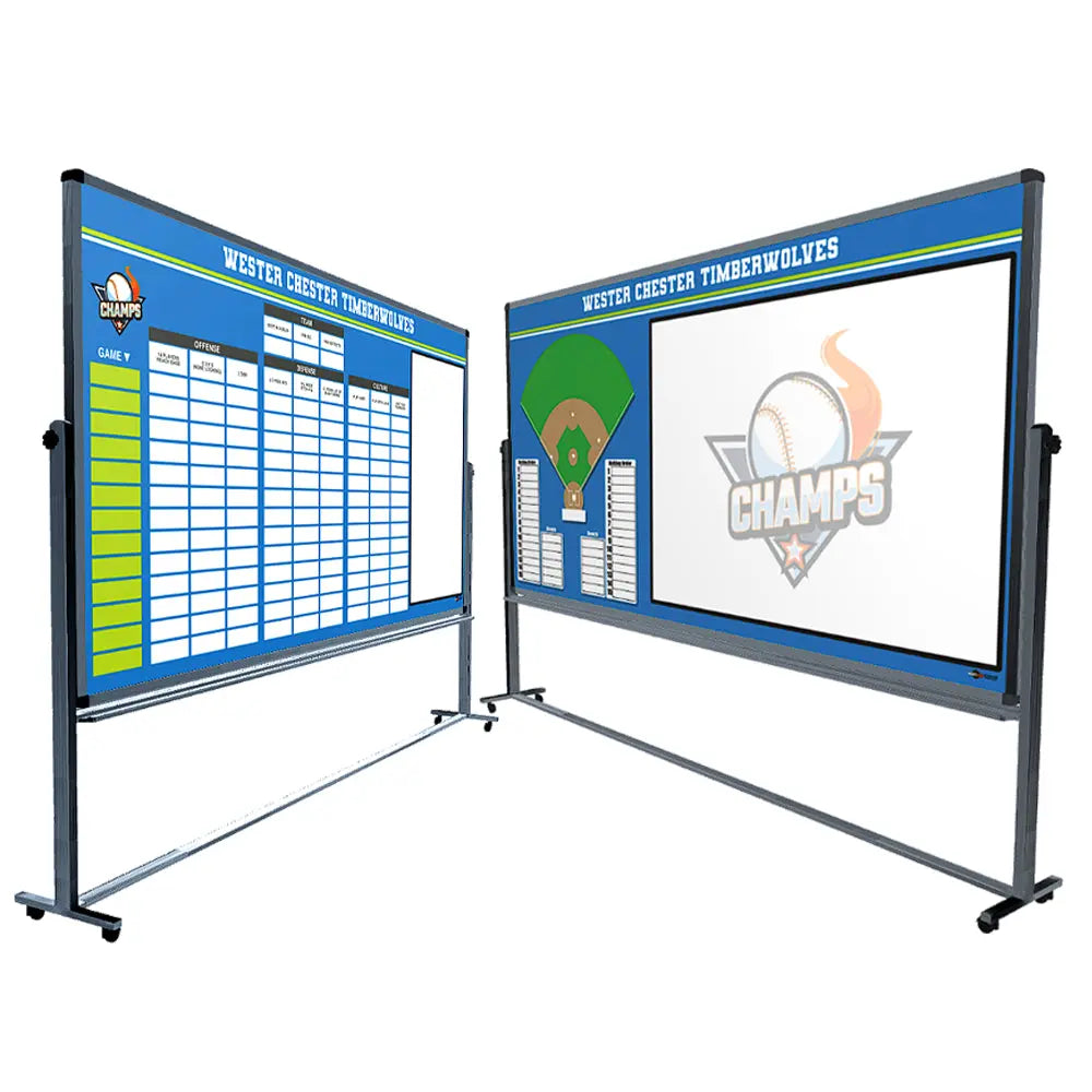 Custom  Baseball Softball Rolling Magnetic Whiteboard w- Stand HoopsKing