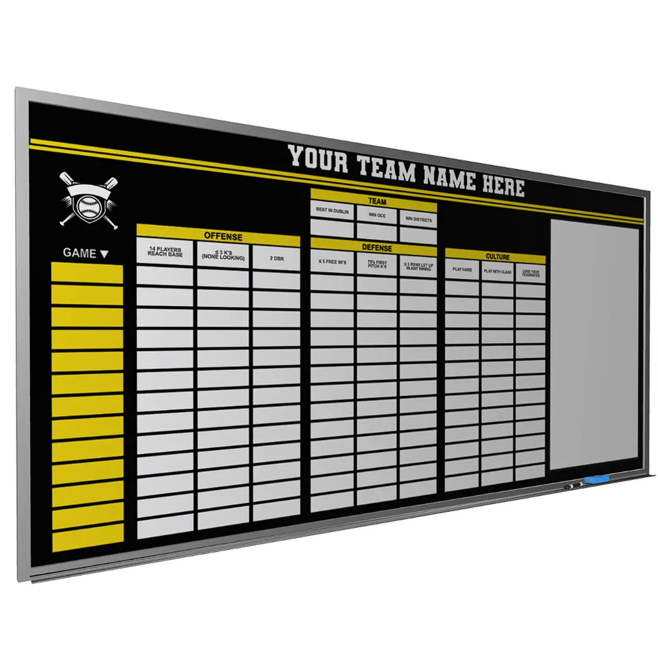 magnetic custom baseball softball whiteboard