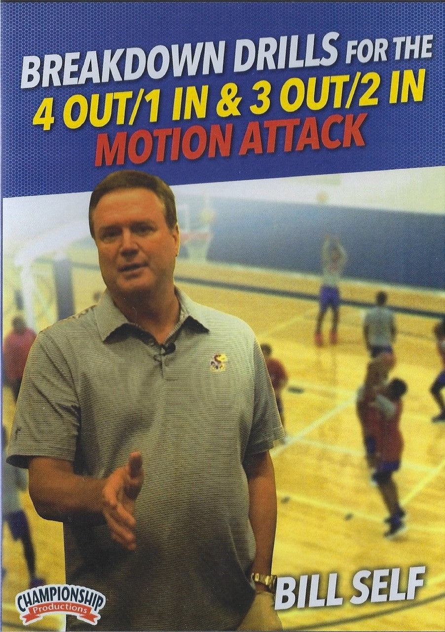 Breakdown Drills For The 4 Out 1 In & 3 Out 2 In Motion Attack by Bill Self Instructional Basketball Coaching Video