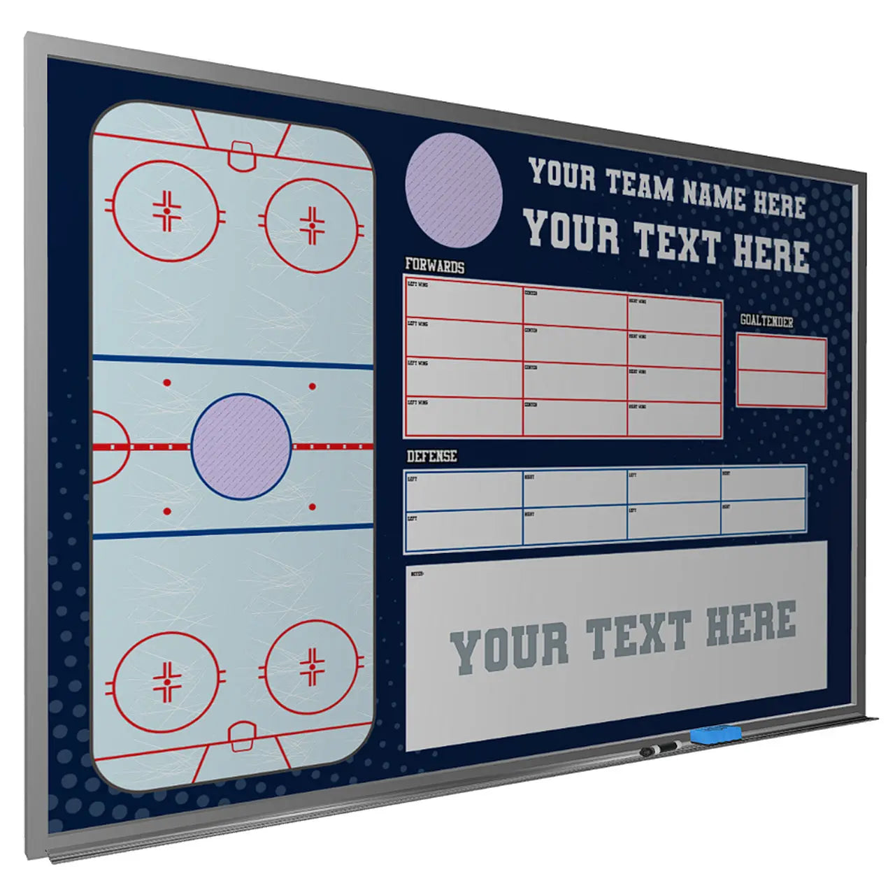 Custom magnetic ice hockey dry erase whiteboard locker room