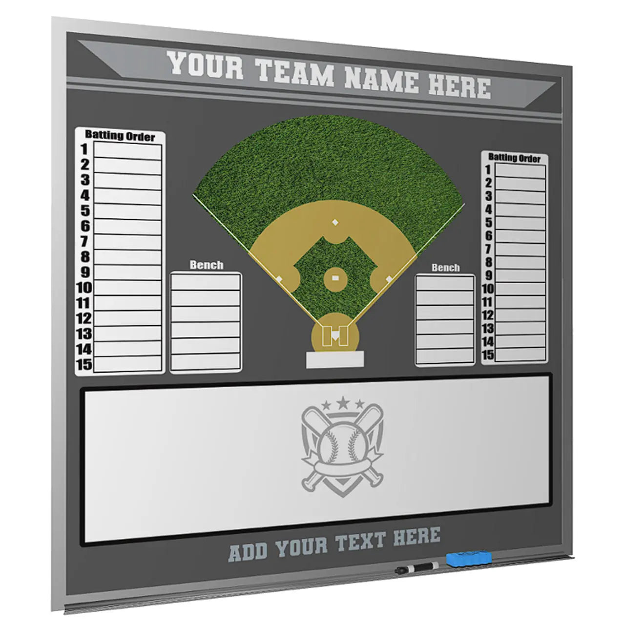 Baseball-Softball Wall Mounted Locker Room Magnetic Whiteboard HoopsKing